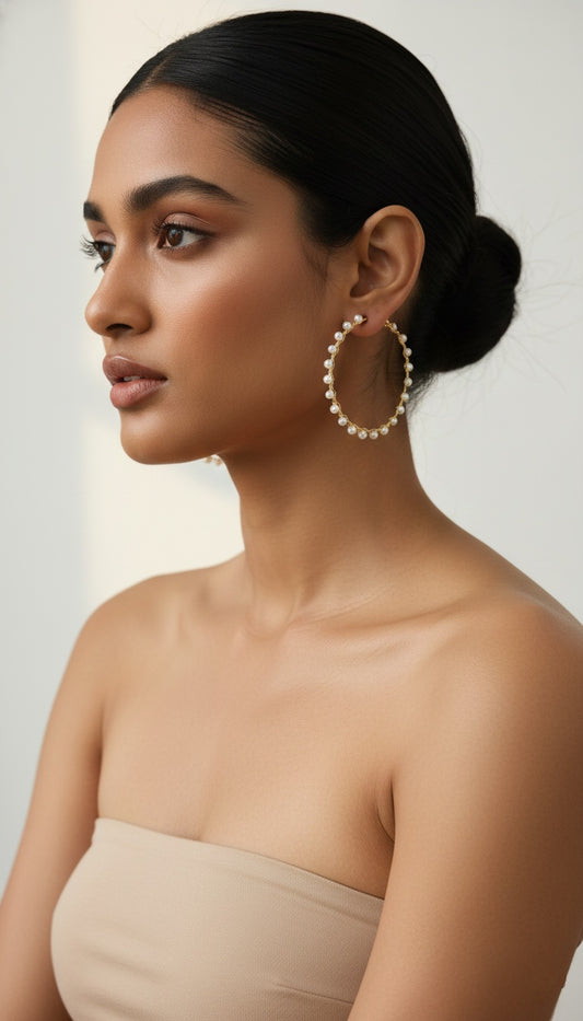 Pearl Hoops Earring