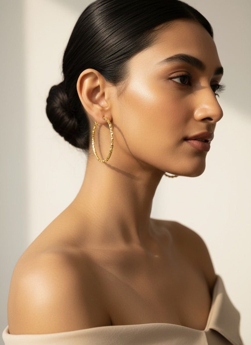 Golden Round Hoop Earring