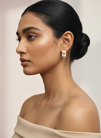 White Small Hoop Earring