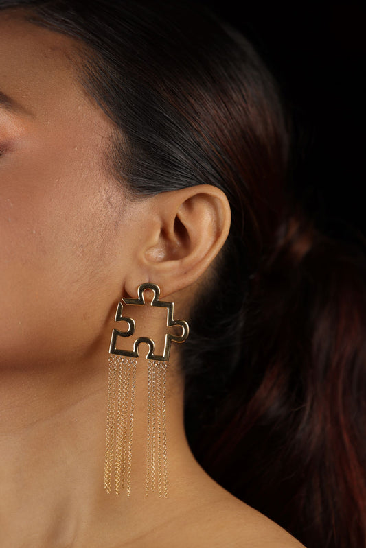 Geometric Exaggeration Design Tassel Earring