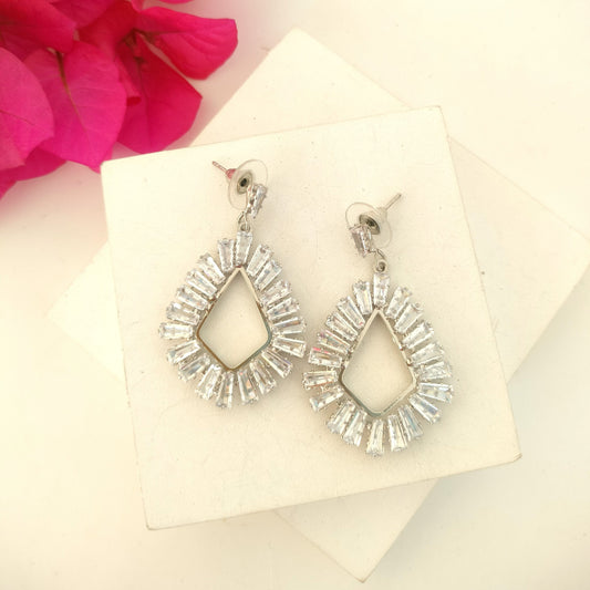 Crystal Stone Geomertric Dangle Drop Earring