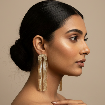Gold Stone Long Earring