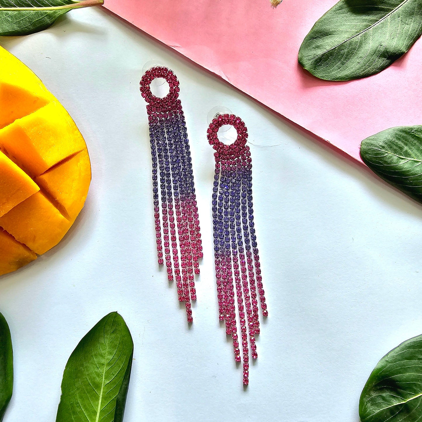 Multicolour Stone Tassel Earring