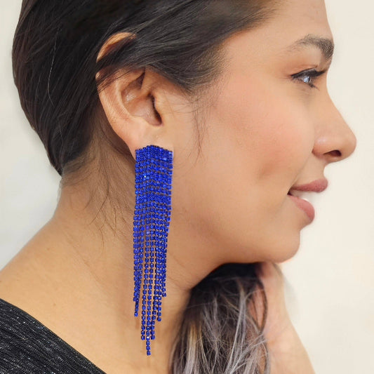 Blue Stone Tassel Earring