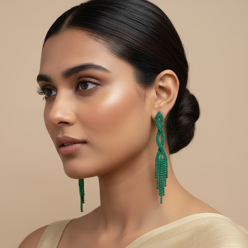 Green Stone Zig Zag Dangle
