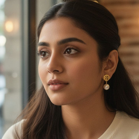 Elegant Pearl Drop Gold Designer Earrings for Women