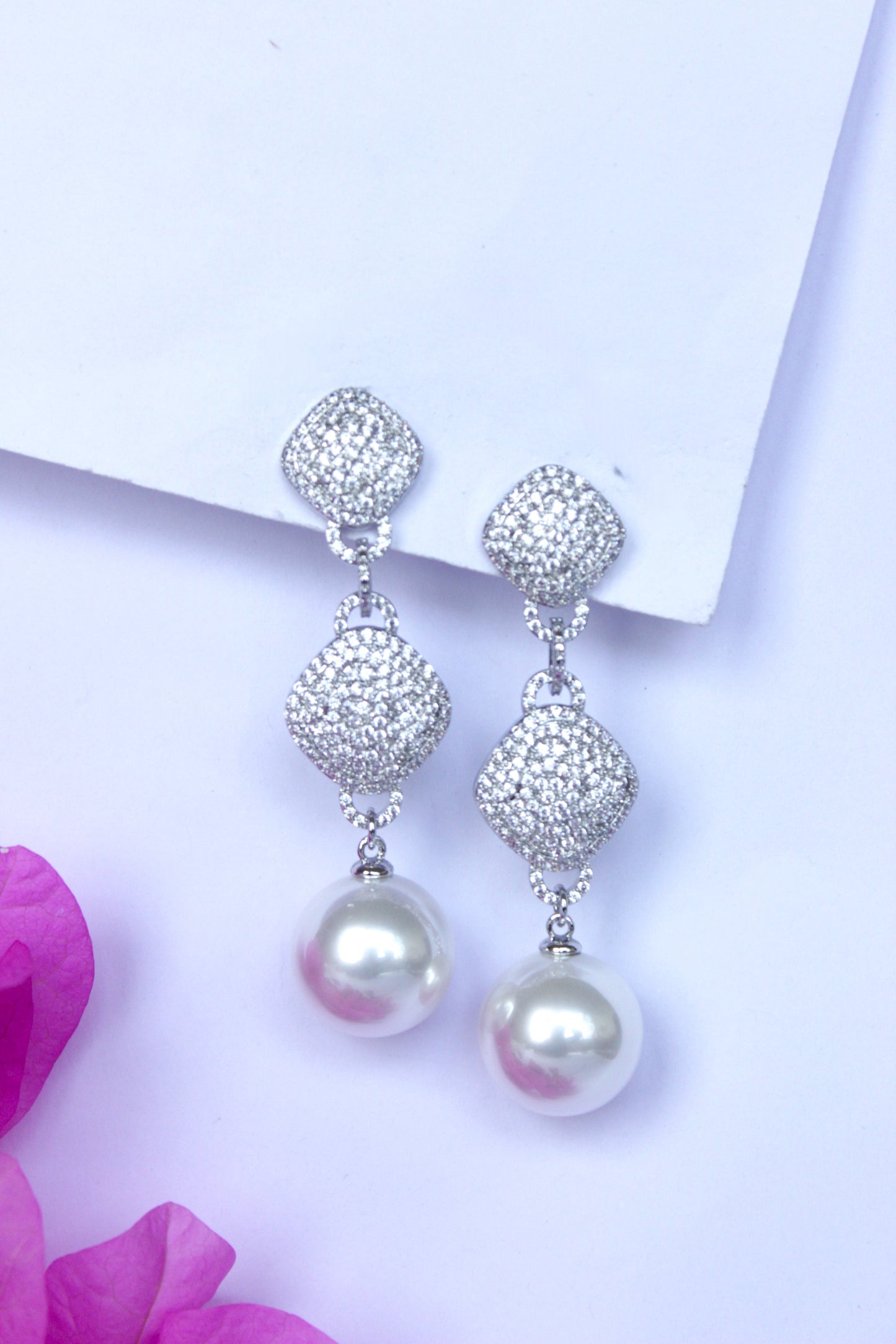 Dainty Dangle  Earrings With Pearl Drop Earrings