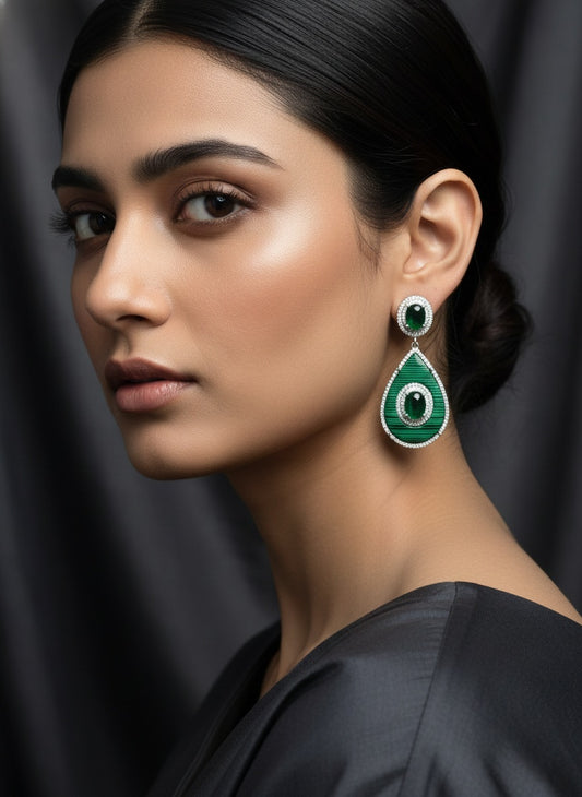 Emerald And Diamond Drop Earrings