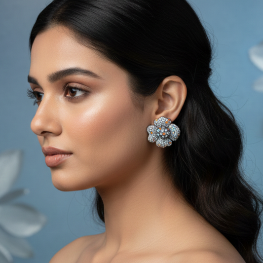 Shimmering Floral Studs with Colorful Stones ? Bold & Beautiful