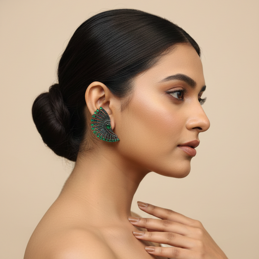 Royal Emerald Peacock Statement Earrings