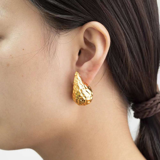 Bottega Paisley Mango Beaten Glossy Golden Earring