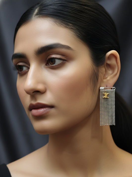 Tassell Chain Safety Pin Earring