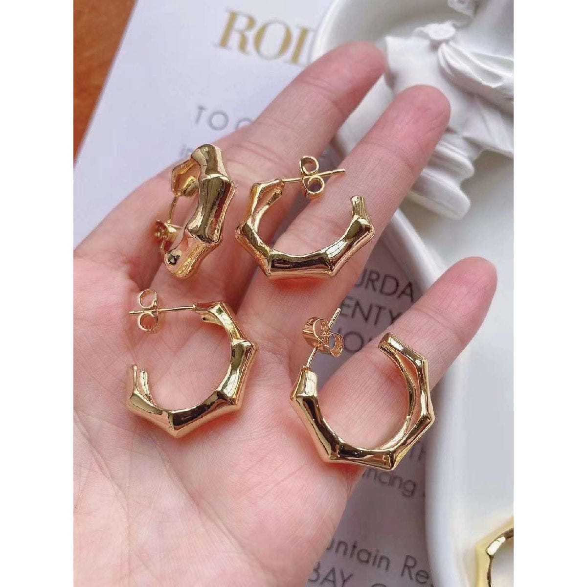 Twisted Curly Gold Hoop Earring