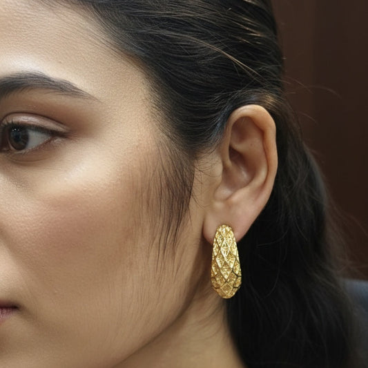 Golden Mesh Hoop Earring