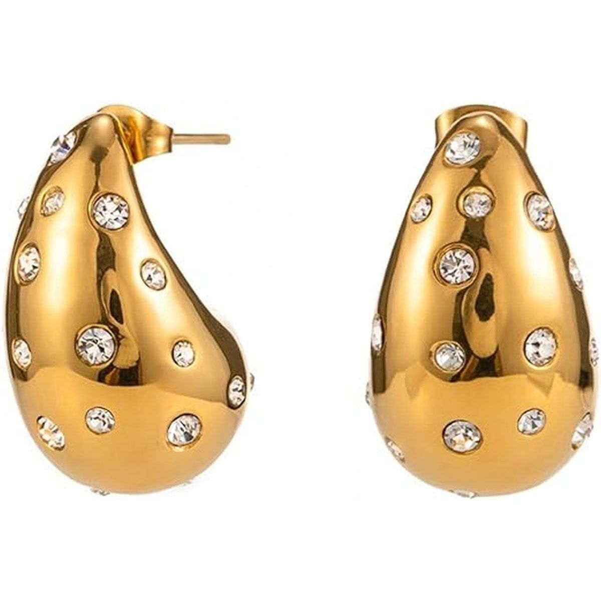 Bottega Paisley Mango Golden Stud Earring With Stone