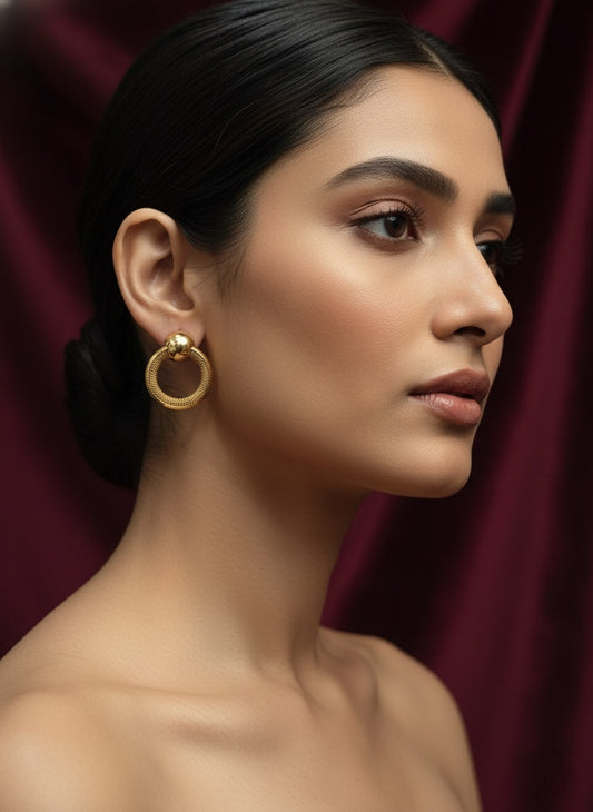 Golden Cricle Stud Earring