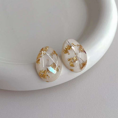 Gold Foil Marble Stud Earring