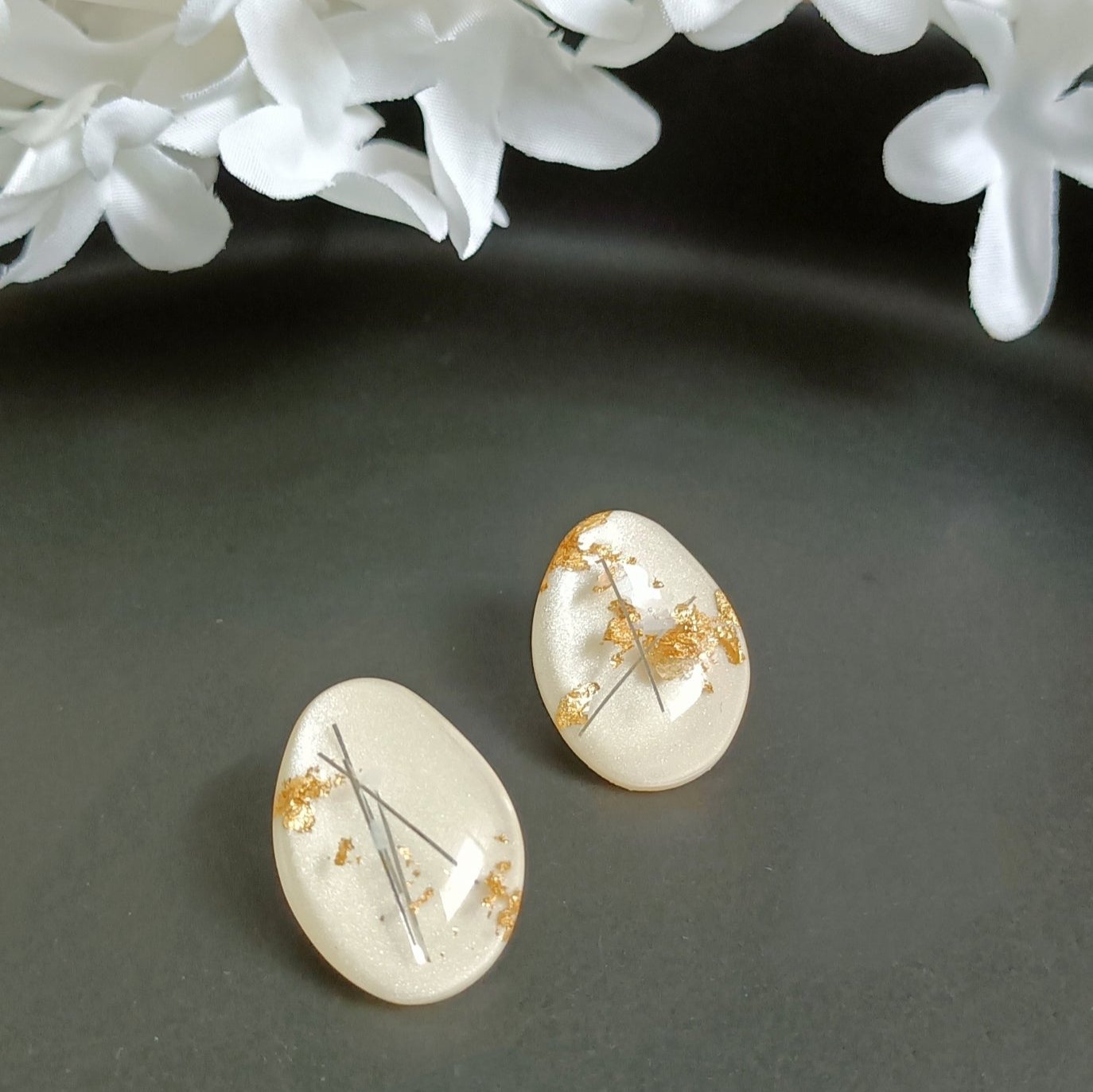 Gold Foil Marble Stud Earring