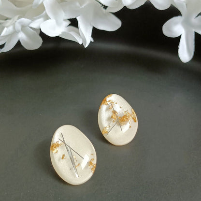 Gold Foil Marble Stud Earring