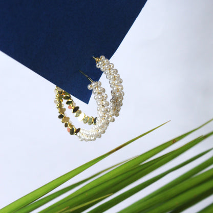 Pearl White Hoops Earring