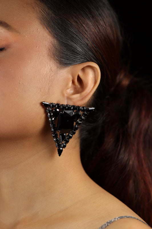 Statement Black Stone Triangle Stud