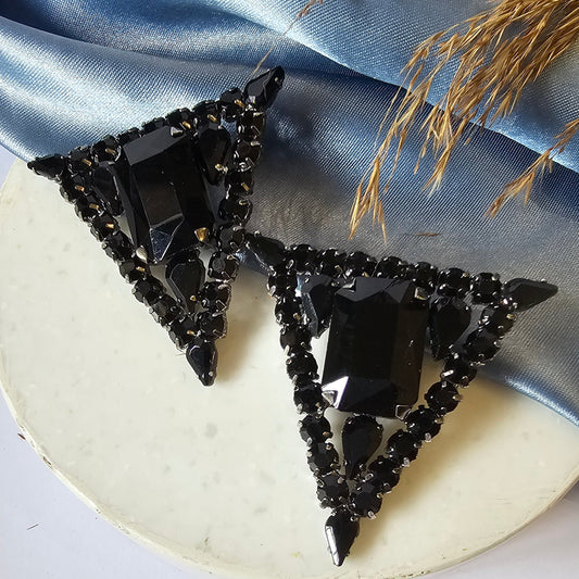 Statement Black Stone Triangle Stud