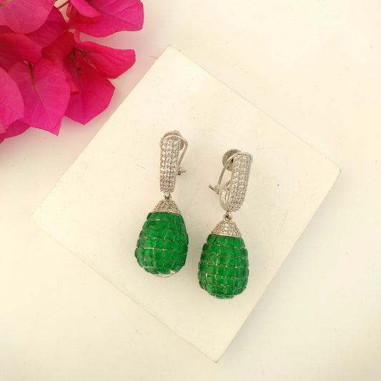 Emerald Green Crytal Studded Danglers
