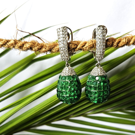 Emerald Green Crytal Studded Danglers