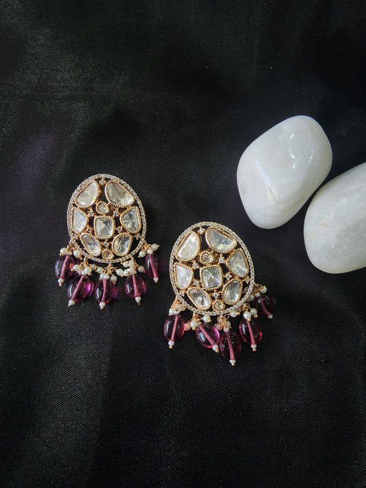 Golden Purple Stone Stud
