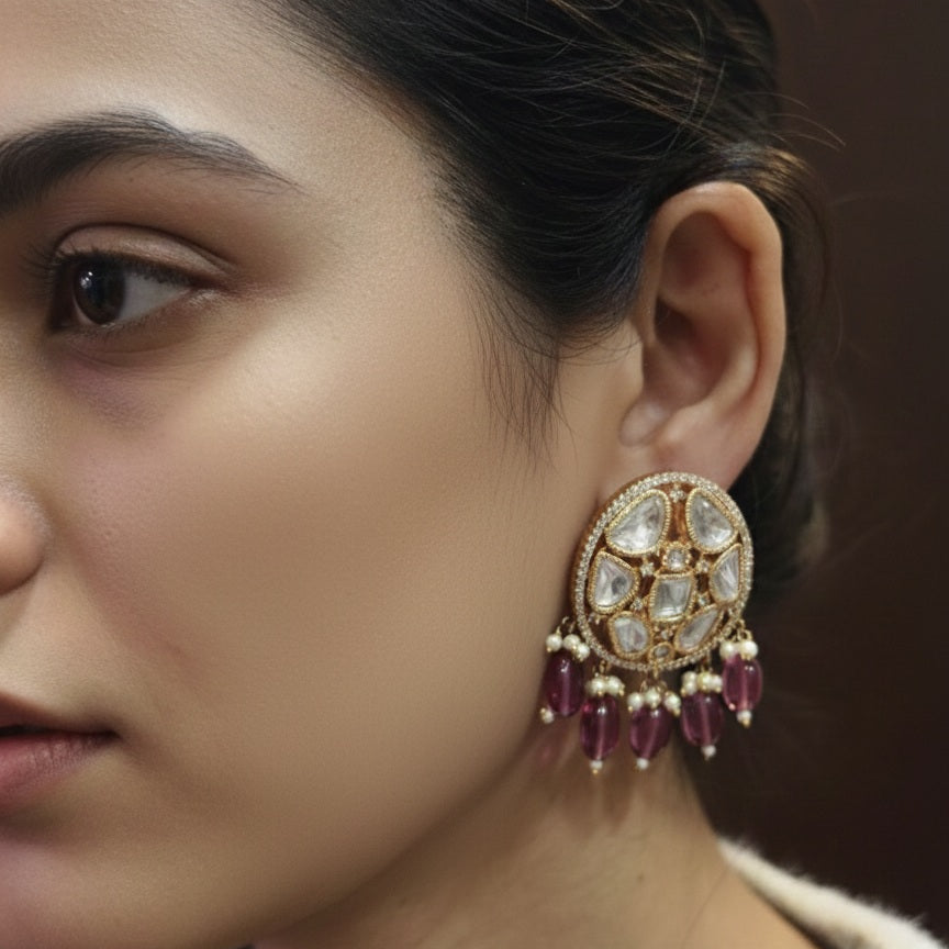 Golden Purple Stone Stud