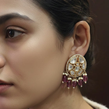 Golden Purple Stone Stud