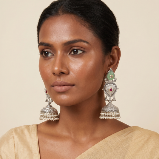 Statement Long Earring With Big Jhumka