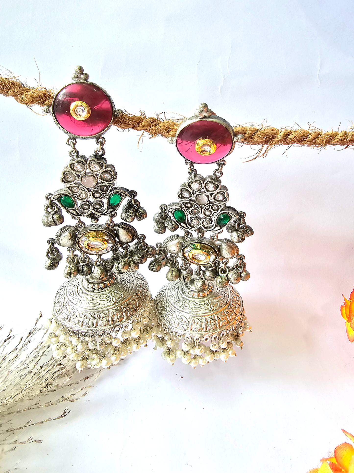 Silver Long Jhumka Earring