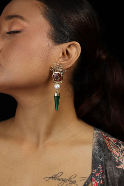 Semi Precious Stone Dangle Drop Earring