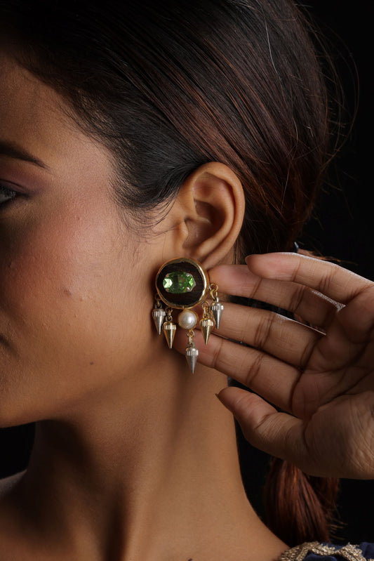 Emerald Stone Stud Earring