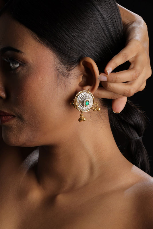 Gold Polish Ghungroo Stud Earring