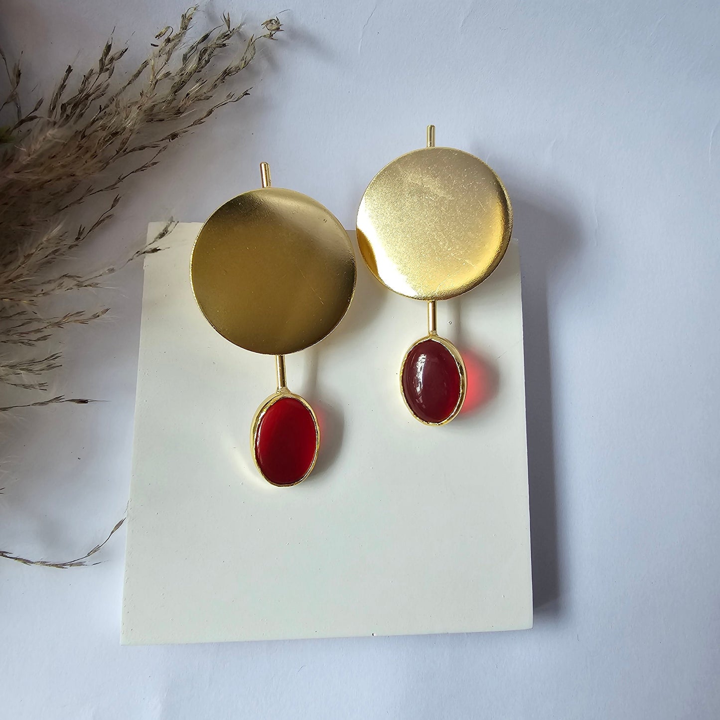 Gold Finish Earring With Stone