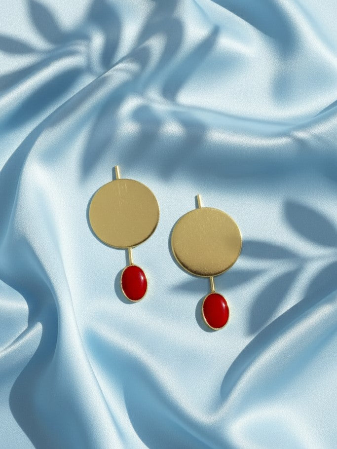 Gold Finish Earring With Stone