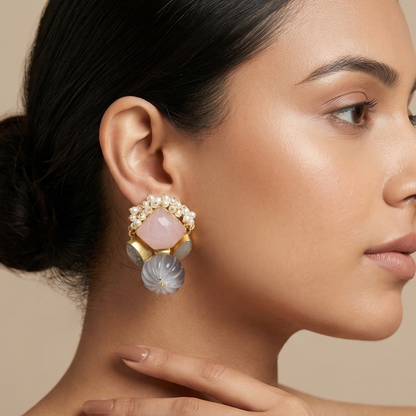 Semi Precious Stone Stud Earring
