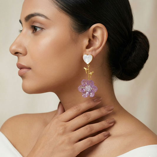 Flower Design Dangle And Drop Earring