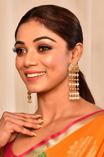 Golden Kundan Stone Studded Dangle Earring