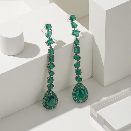 Emerald Green Long Drop Earrings