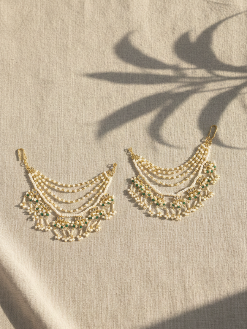 Gold Kundan Floral Earrings