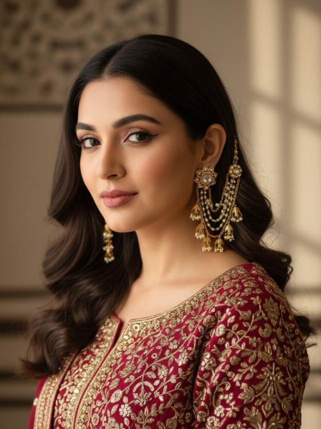 Traditional Gold Floral Design Earrings