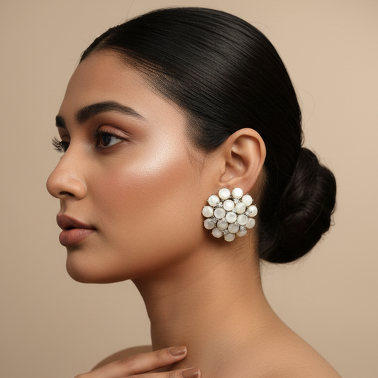 Ivory Bloom Statement Stud Earrings