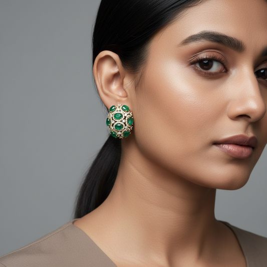 Emerald Royale Statement Stud Earrings