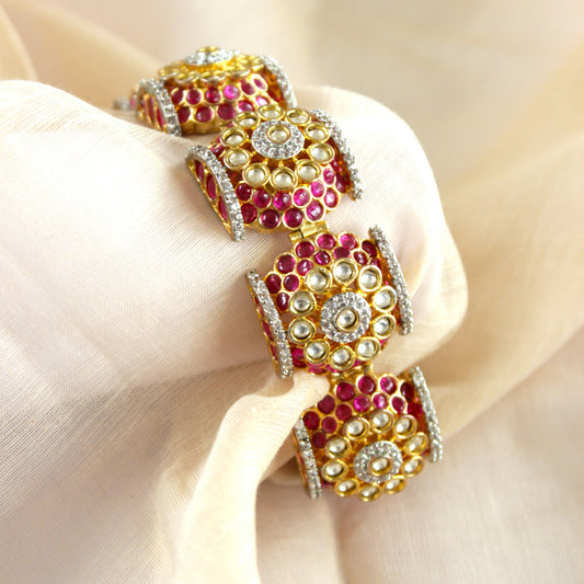 Royal Ruby Kundan Statement Bracelet