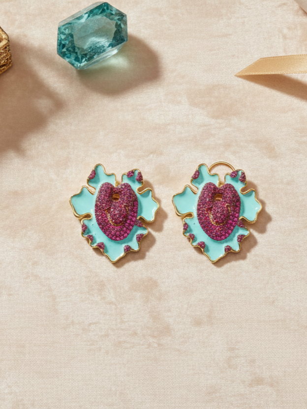 Pink Splash Statement Hoops