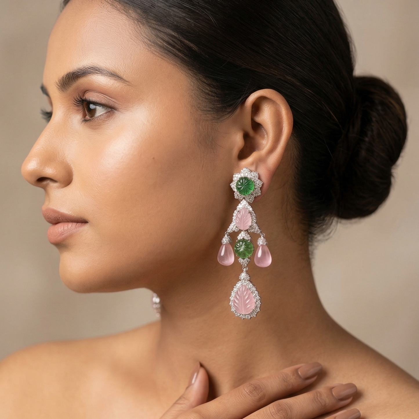 Sapphire Emerald Royale Chandelier Earrings