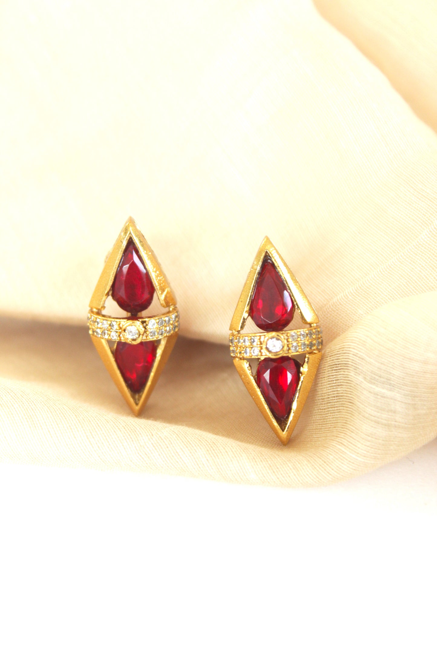 Luxury Gold Geometric Crystal Stud Earring for Women